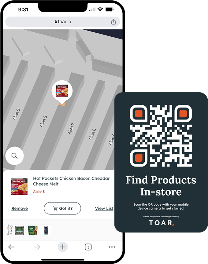 Toar navigation and discovery for grocery stores